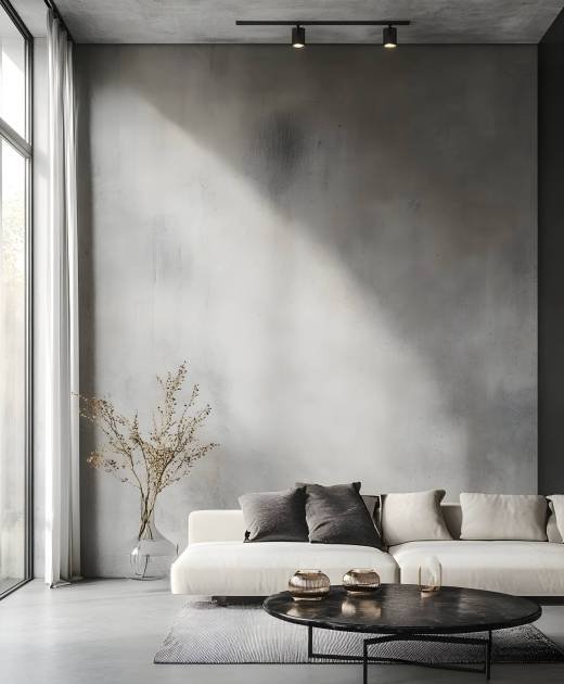 Japandi, minimalist, loft interior design of modern living room with concrete wall. Japandi, minimalist, loft interior design of modern living room with concrete wall.